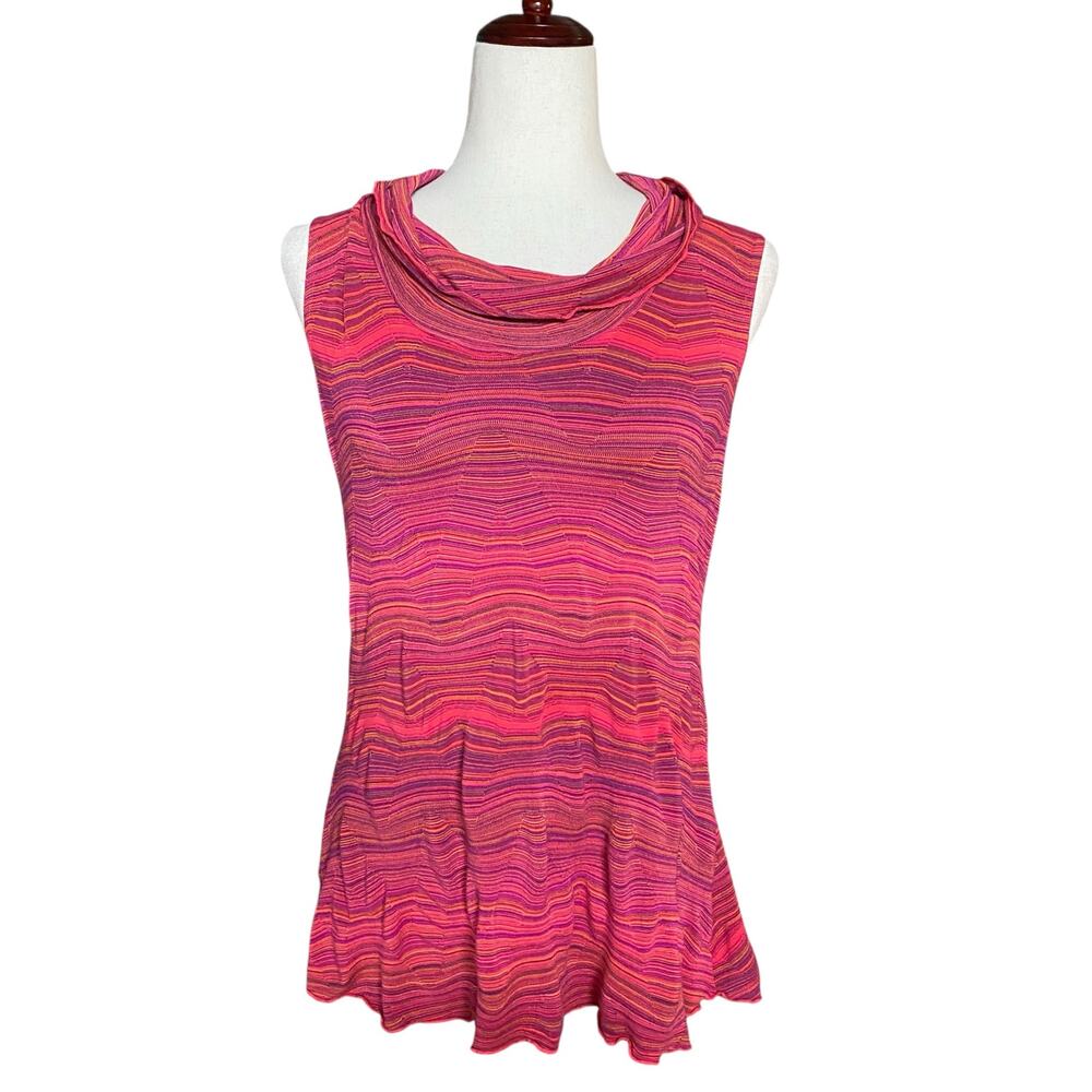 Sno Skins Cowl Funnel Neck Sleeveless Rayon Blend Top Womens S Made in USA